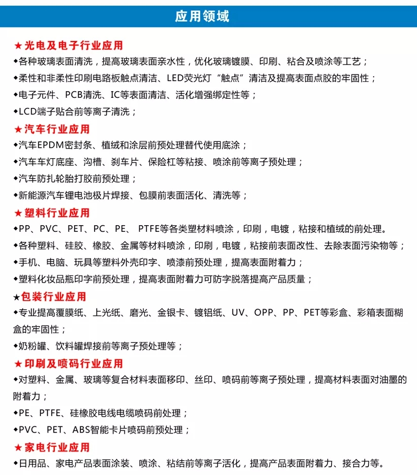 5L臺式等離子清洗機應用領域